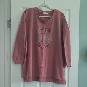 89th & Madison Dusty Rose 3/4 Length Warm But Lightweight Top